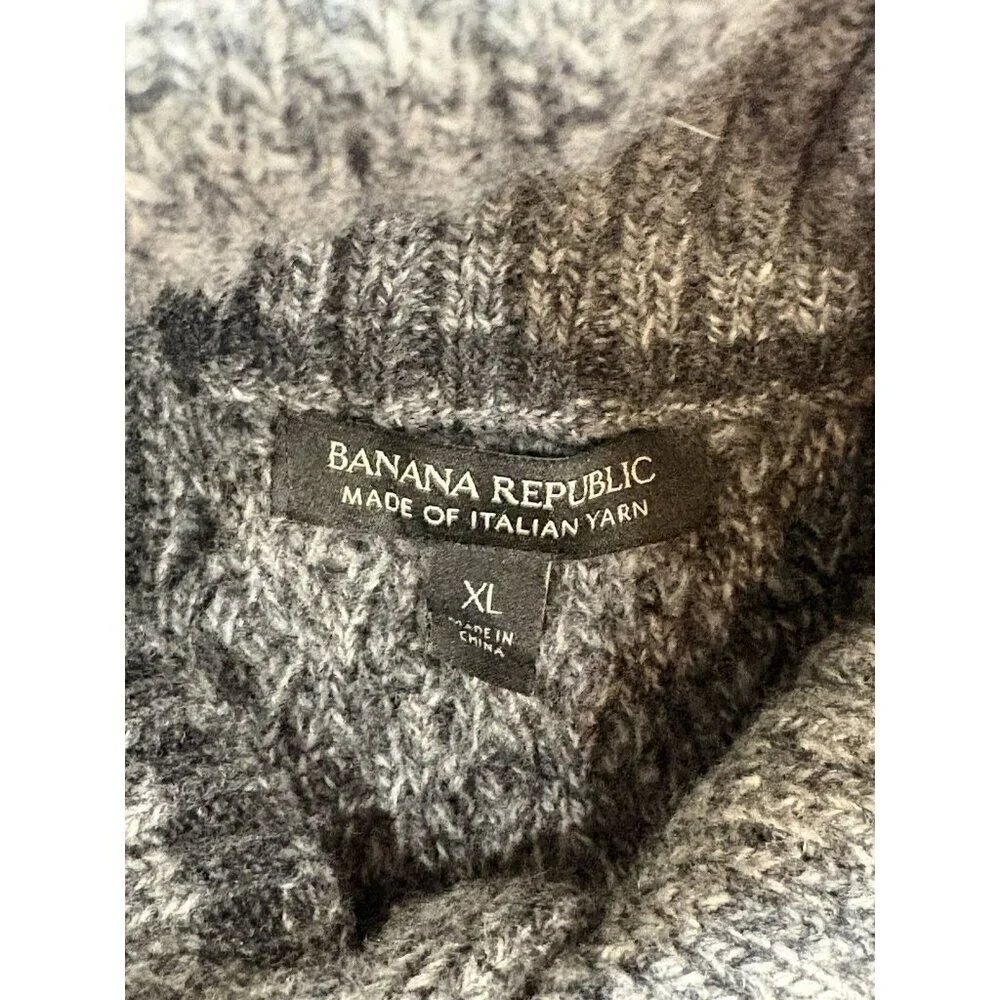 Banana Republic Men’s Charcoal Gray Merino Wool Fishermen’s Sweater Size XL